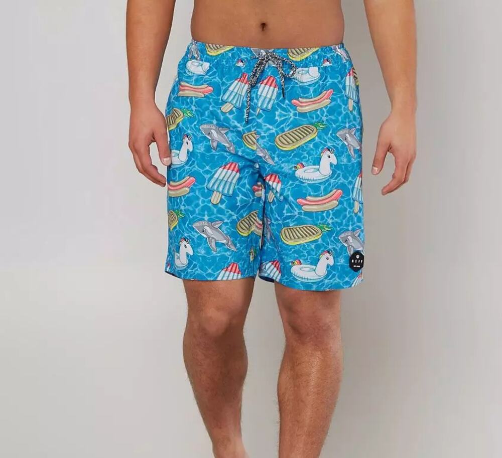 Neff Hot Tub Swim Trunk Shorts Pool Party Blue Size XL